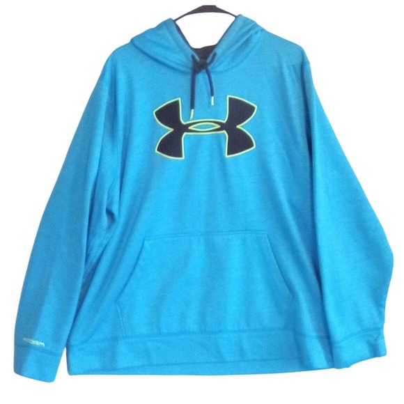 Under Armour Hoodie XL Mens Blue Storm Fleece Pullover Drawstring Sweatshirt - Picture 1 of 6